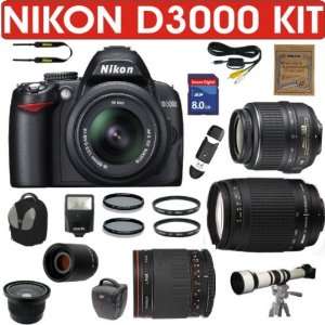 NIKON D3000 (IMPORT) + NIKON 18 55mm VR LENS + NIKON 70 300mm G ZOOM 