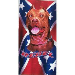  Pitbull Dog Rebel Flag Beach Towel: Home & Kitchen
