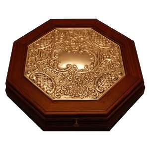  Gorgeous OCTAGON WOOD BOX Decorated with STERLING SILVER 