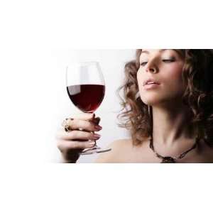  Beautiful Woman with Glass Red Wine   Peel and Stick Wall 