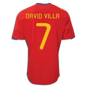  David Villa #7 Spain Home Soccer Jersey Size XL: Sports 