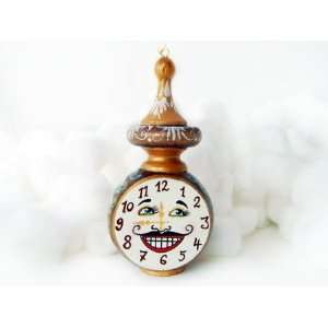  Russian Handcrafted Wood Doll Holiday Ornaments (Clock 