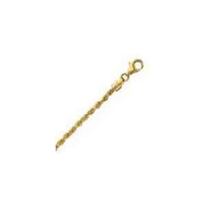  14k Yellow Gold D/C 10 Inch X 2.3 mm Rope Chain Anklet 