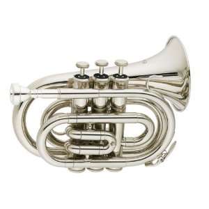  Cecilio Nickel Plated Bb Pocket Trumpet w/ Case and 