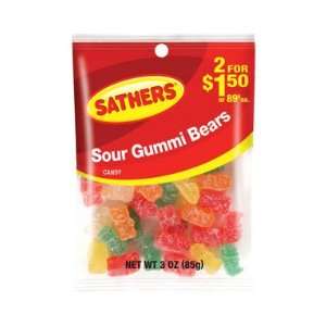 Sathers 10130 Sour Gummi Bears   3 Oz (Pack Of 12)  