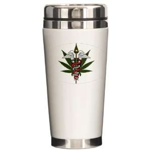   Ceramic Travel Drink Mug Medical Marijuana Symbol 