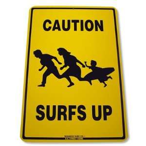  Surfs Up Aluminum Sign in Yellow 