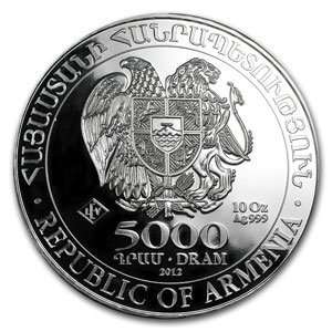  2012 10 oz Silver Armenia 5000 Drams Noahâ?(tm)s Ark 