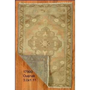    1x3 Hand Knotted Oushak Turkey Rug   111x30