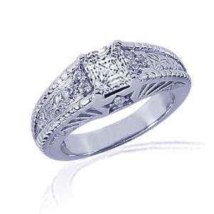  1.2 Ct Asscher Cut Diamond Vintage Engagement Ring Pave 
