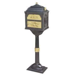  Gaines Mailboxes Charcoal with Polished Brass Classic 
