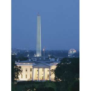 The White House, Washington Monument, and Jefferson Memorial at Dusk 