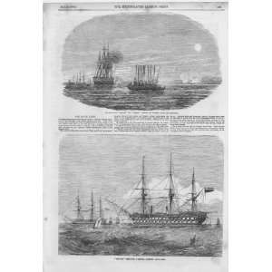  2 Antique Prints Baltic Fleet 1855 Gun Boats: Home 
