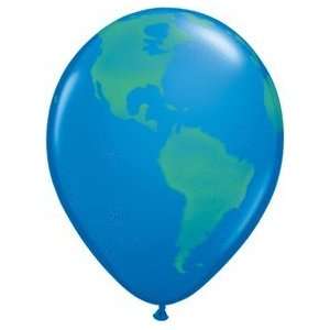  (12) Earth Globe 16 Latex Balloons Qualatex brand: Toys 