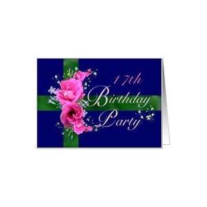  17th Birthday Party Invitations Pink Flower Bouquet Card 