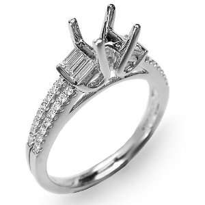 18KT White Gold Engagement Ring (accomodates 0.75 ct. Diamond) Size 7