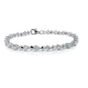 Sterling Silver Tennis Bracelet Comprised of Luminous Little Hearts 