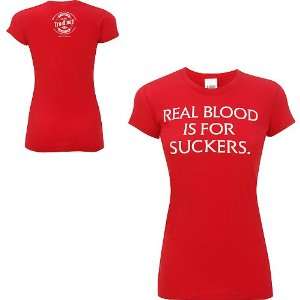  True Blood: Womens Real Blood Is For Suckers Tee: Sports 
