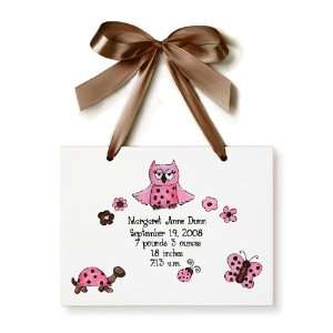  Pink Owl Ceramic Birth Certificate Baby