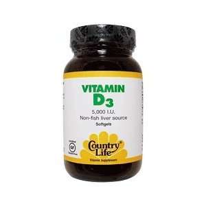  Country Life Vitamin D3 5000IU 200 Gels: Health & Personal 