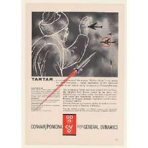  1960 Convair Pomona Tartar Surface to Air Missile Print Ad 
