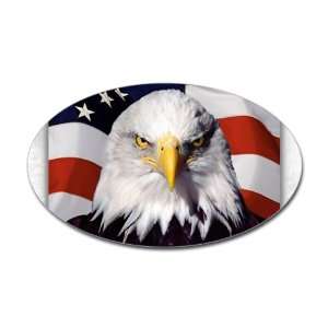  Sticker (Oval) Eagle on American Flag 