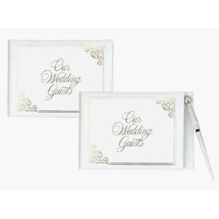  White Wedding Guest Book With Pen