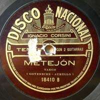 IGNACIO CORSINI Odeon 18410 Metejon TANGO 78 RPM  