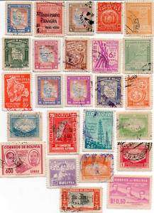 Bolivia, 25 different stamps collection  