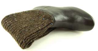 KORS MICHAEL KORS DAZE Brown Wooden Heel Platform Womens Knit Cuff 