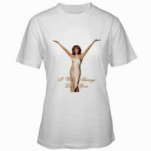 Whitney Houston RIP Poster on Memorial White T Shirt Woman Tees 
