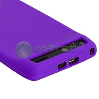 Purple Silicone Skin Case+3x Privacy Protector for Motorola Droid Razr 
