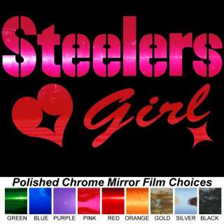 Steelers Girl Polished Chrome Auto Window Sticker Decal  