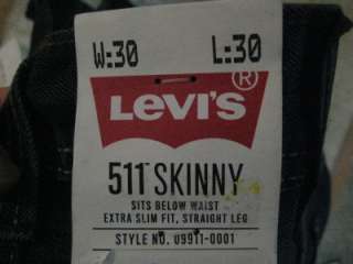 LEVIS SKINNY 511 BLACK JEANS 30x30  