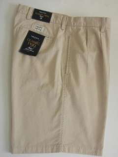 Nautica Classic Twill Rigger Shorts Pleated 36 Beige NEW 823283440710 