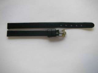 Eterna black leather watch band 7 mm + steel buckle  