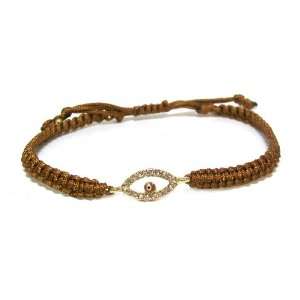   Glance Designs Brown Macrame Evil Eye Yoga Style Bracelet: Jewelry