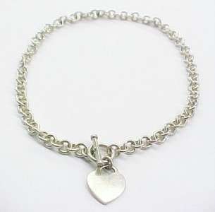 Sterling Silver Cable Link Necklace & Heart Pendant 16  