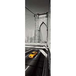 New York Yellow Cab Brooklyn Bridge GIANT DOOR PAPER POSTER measures 