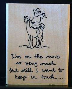 ON THE MOVE WOOD MOUNTED RUBBER STAMP 2 1/2 X 3  