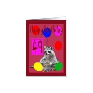  49th Birthday, Raccoon with balloons Card Toys & Games