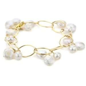  in2 design Annika Gold White Pearl Link Bracelet 