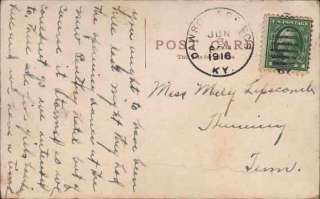 See scan. Postmarked Jun 3, 1916. Distortion from scanner. Sharp 