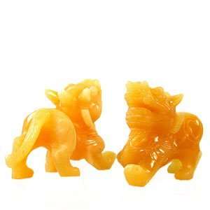  Yellow Jade Pi Yao Pair 