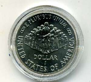 Commemorative Dollar 1987 P,KM# 220;housed in blue box with plush case 