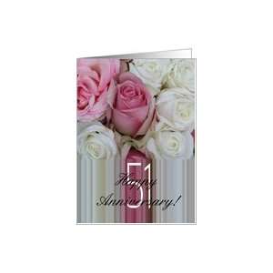  51st Wedding Anniversary Soft Pink roses Card Health 