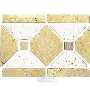  Marble listello tile   diamond and square motif liner gold 