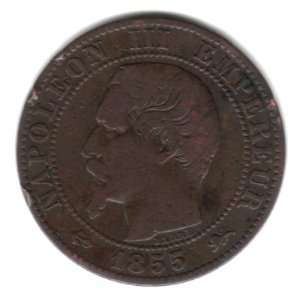  1855 D France 5 Centimes Coin KM#777.4 