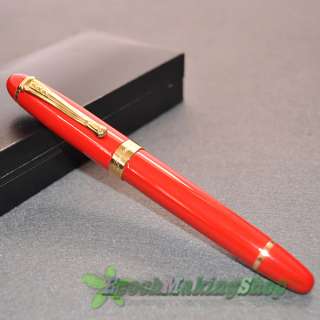 jinhao 450 Bright red golden clip Medium nib fountain pen new 