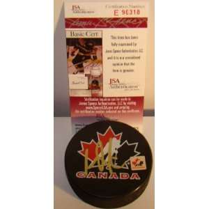   Martin Brodeur SIGNED Team Canada Hockey Puck JSA: Sports & Outdoors